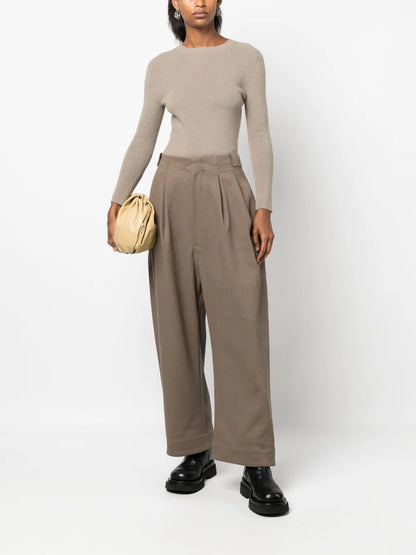 Ribbed-Knit Round-Neck Jumper