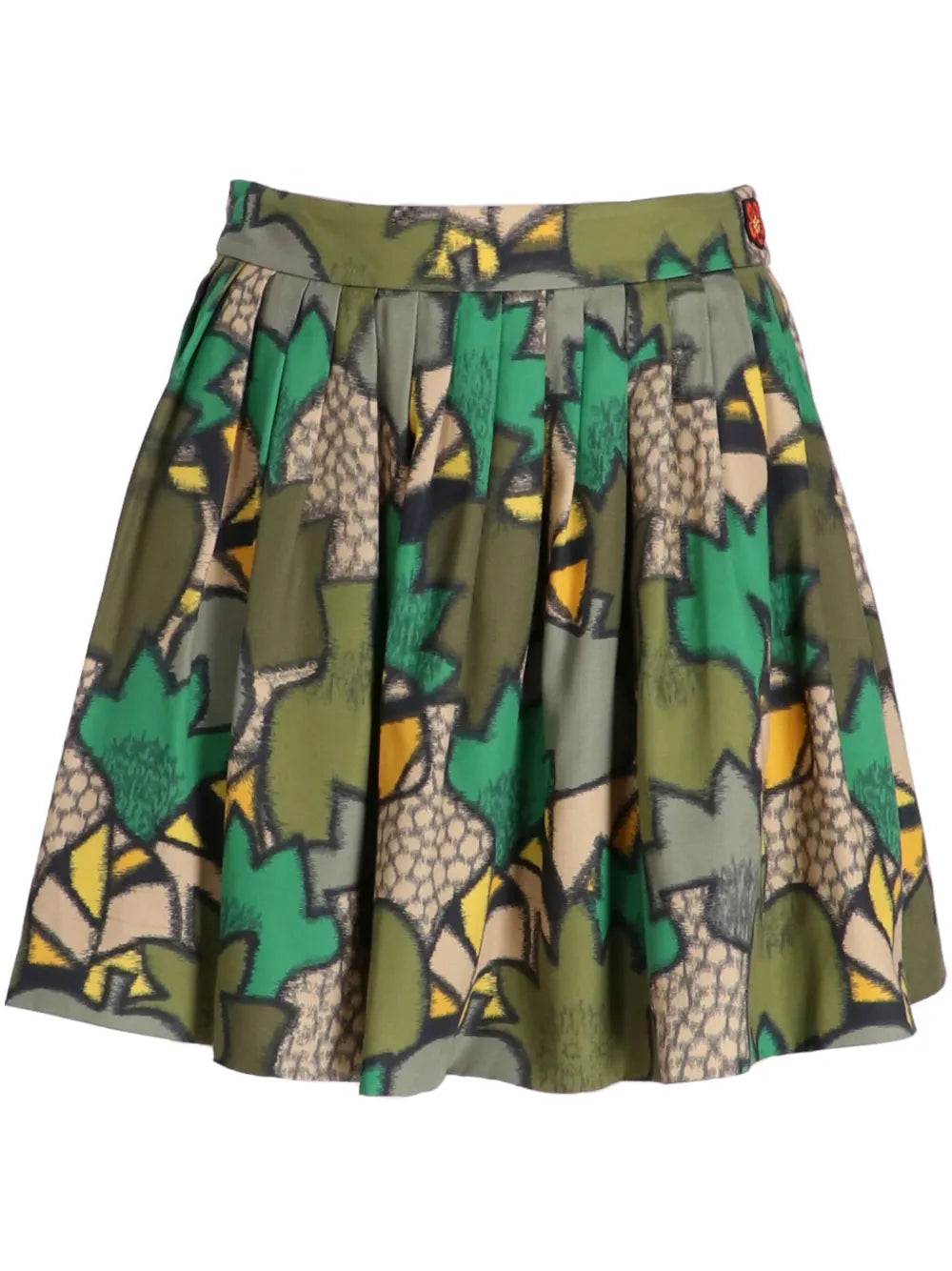 Camouflage-Print Pleated Mini Skirt