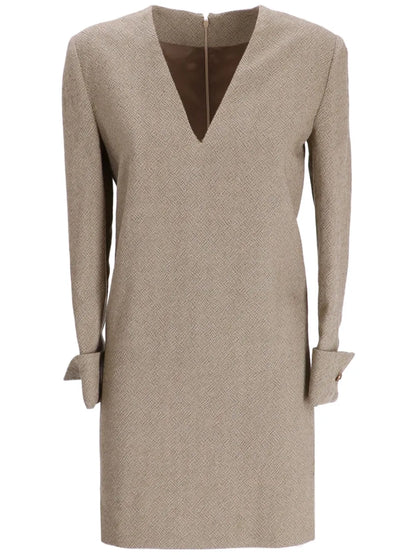 V-Neck Wool Minidress
