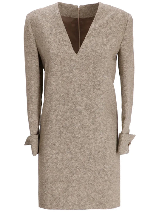 V-Neck Wool Minidress
