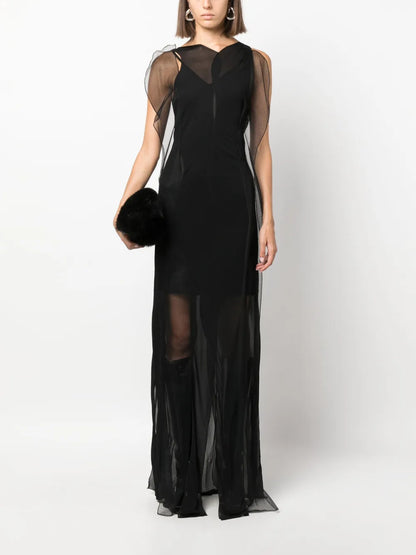 Semi-Sheer Sleeveless Maxi Dress