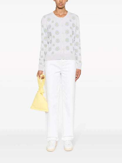 Floral-Embroidered Cardigan