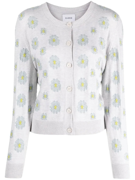 Floral-Embroidered Cardigan