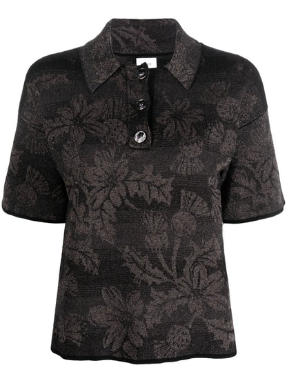 Thistle-Intarsia Polo Top