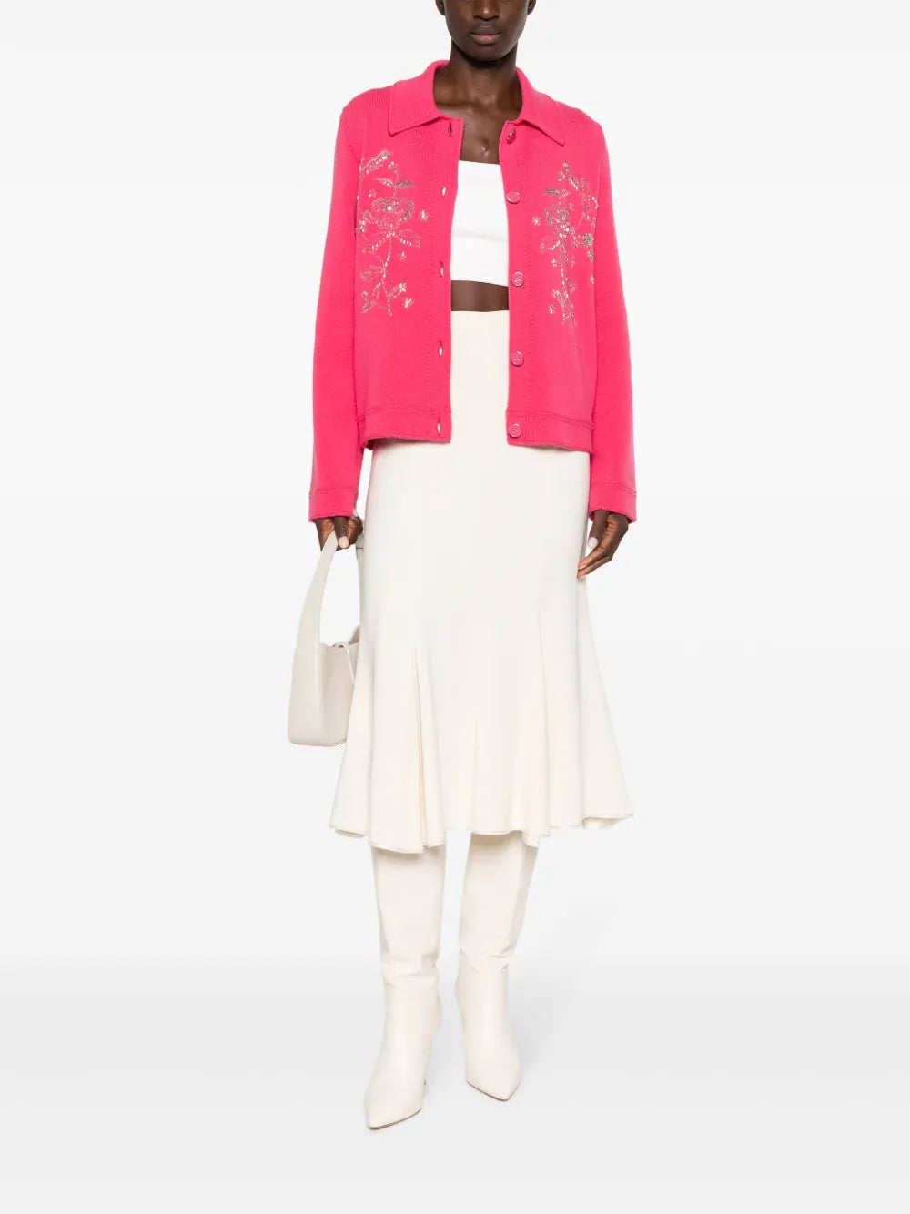 Floral-Embroidered Beaded Jacket