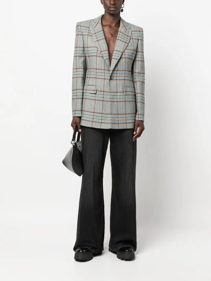 Checked Single-Breasted Blazer