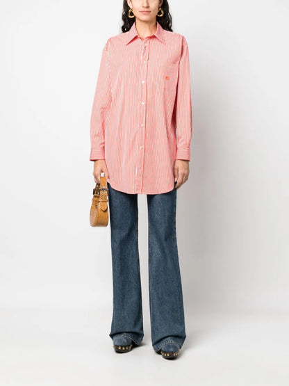 Striped Logo-Embroidered Cotton Shirt