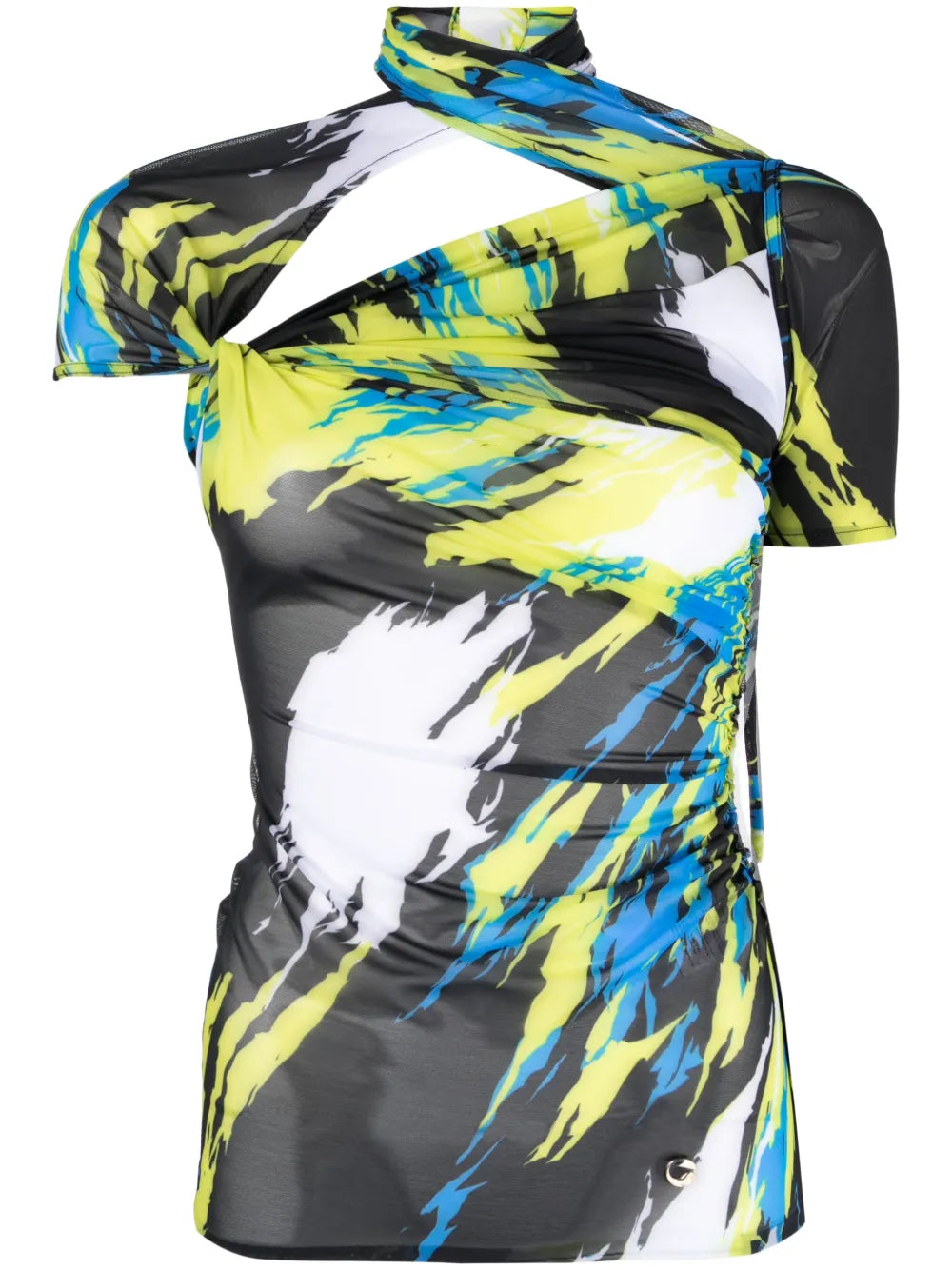 Semi-Sheer Graphic-Print Dress