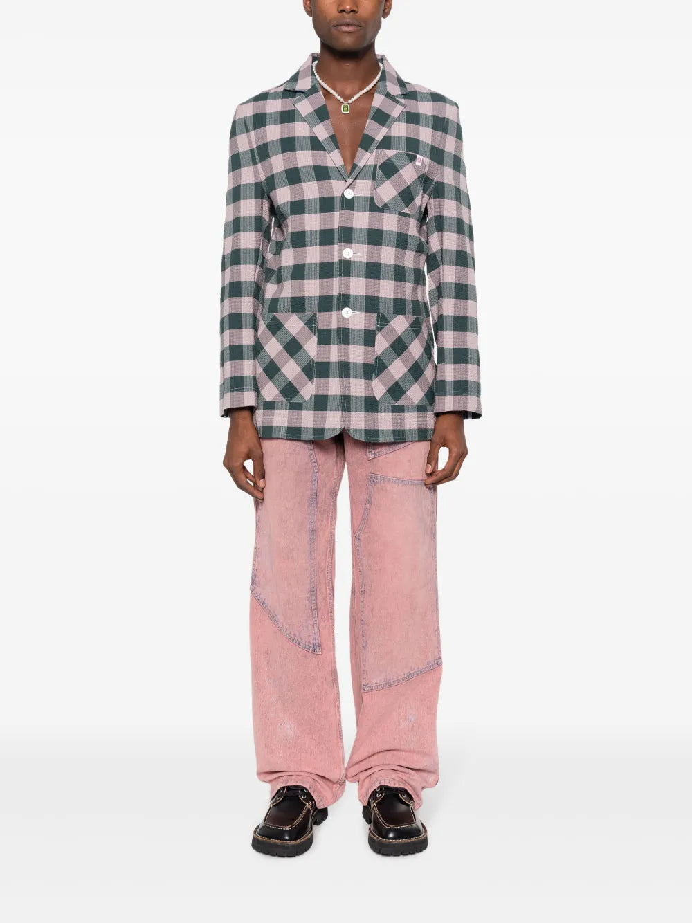 Checked Single-Breasted Blazer