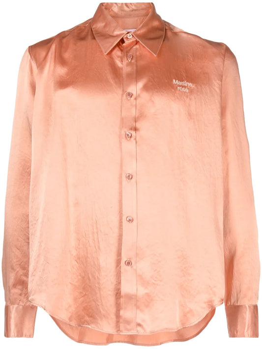 Logo-Embroidered Satin Shirt