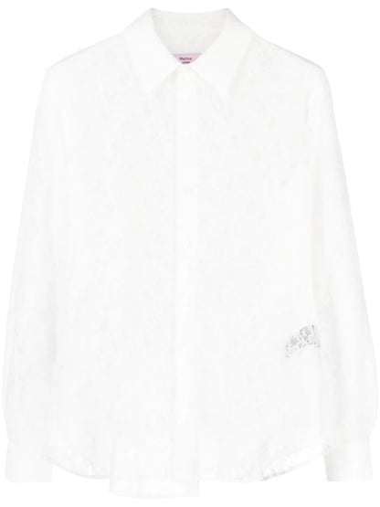 Floral-Lace Wrap Shirt