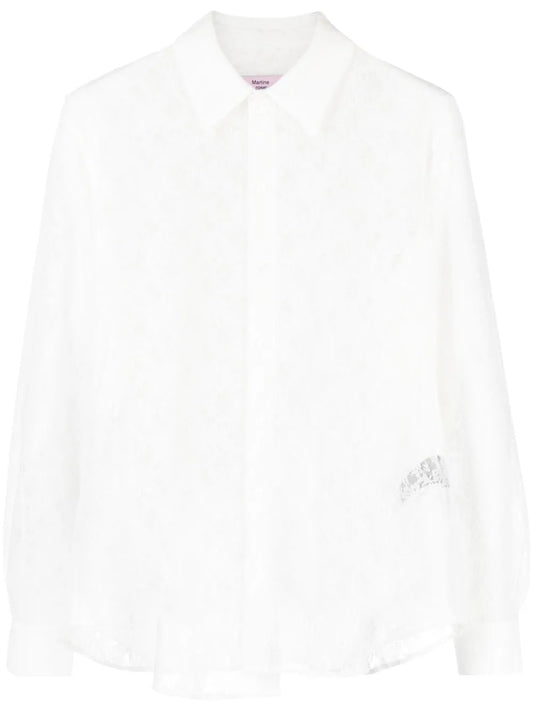 Floral-Lace Wrap Shirt
