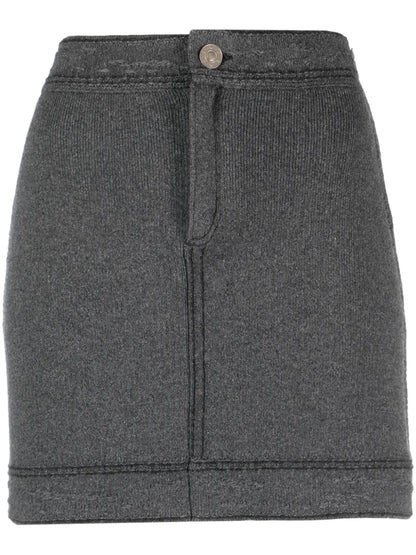 Contrast-Stitch Mini Skirt