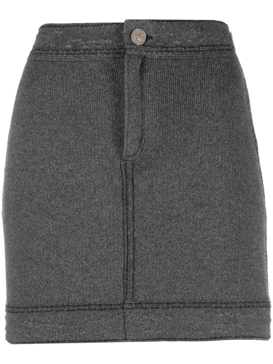 Contrast-Stitch Mini Skirt