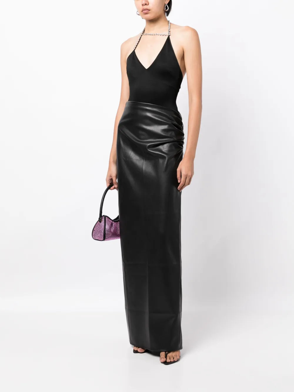 Ruched-Detailing High-Waist Skirt