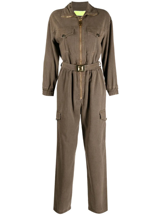 Logo-Plaque Belted Jumpsuit