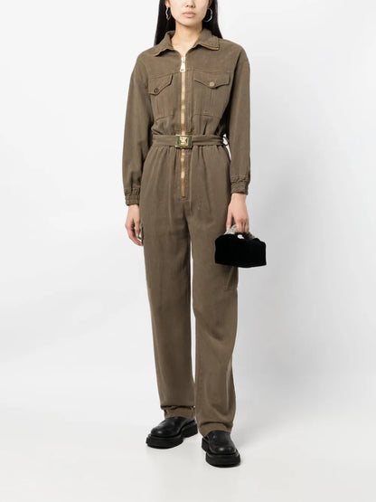 Logo-Plaque Belted Jumpsuit