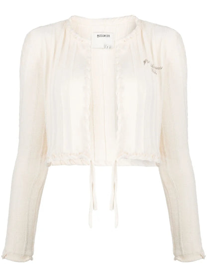 Logo-Embroidered Ribbed Cardigan