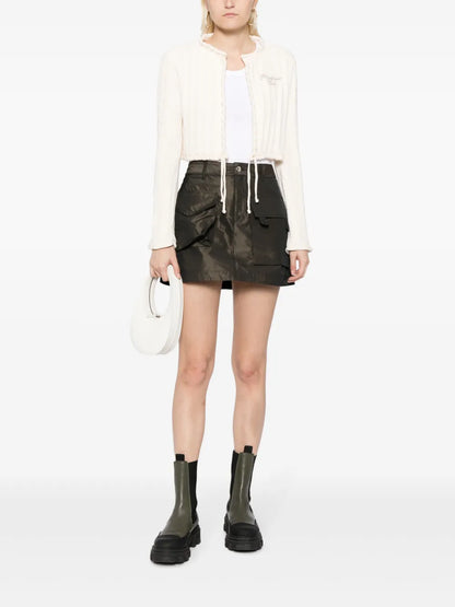 Logo-Embroidered Ribbed Cardigan