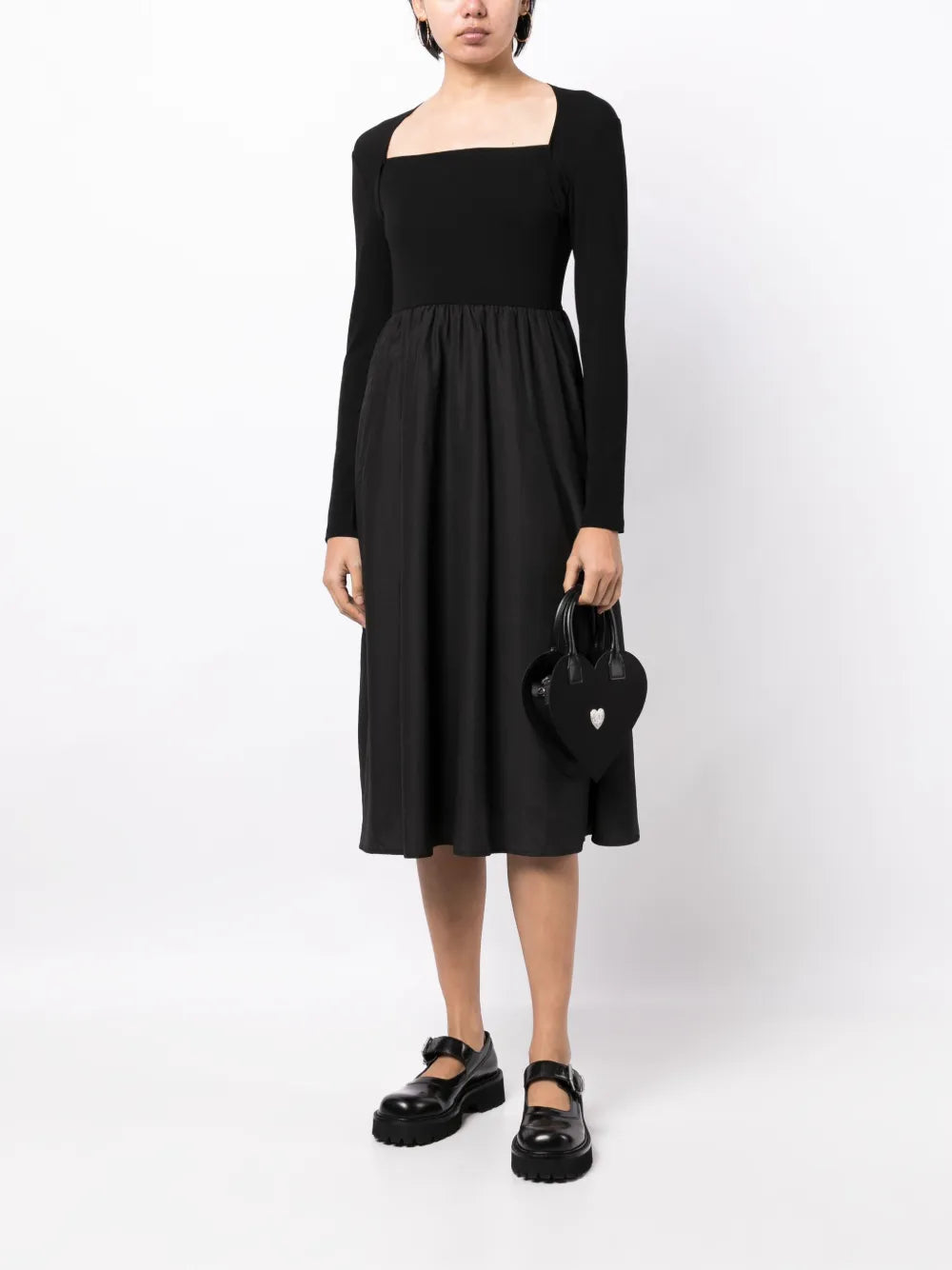 Long-Sleeve Flared Midi Dress
