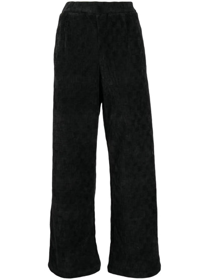 Checkerboard-Knit High-Waisted Trousers