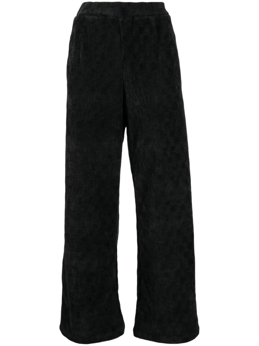 Checkerboard-Knit High-Waisted Trousers