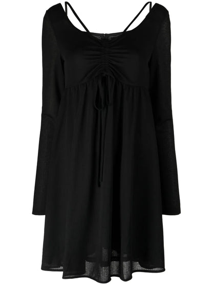 Ruched-Detail Long-Sleeve Minidress