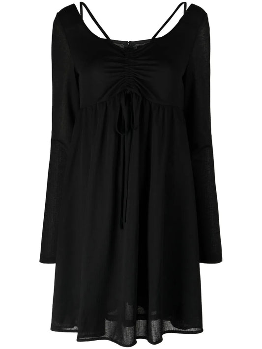 Ruched-Detail Long-Sleeve Minidress