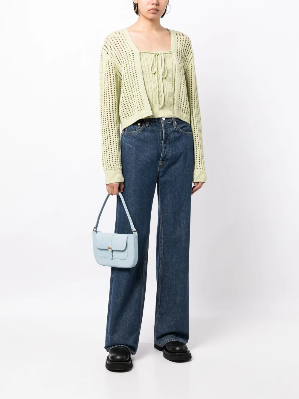 Ribbed-Trim Drawstring Cardigan
