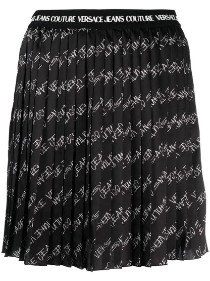 Fully-Pleated Logo-Print Miniskirt