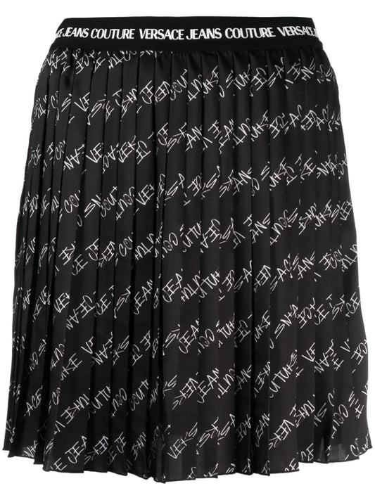 Fully-Pleated Logo-Print Miniskirt