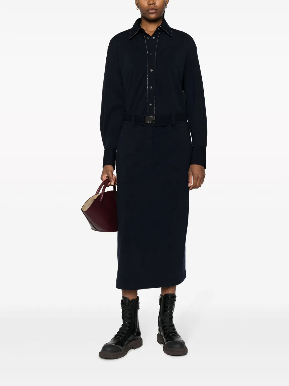 Monili Chain-Embellished Shirt Dress