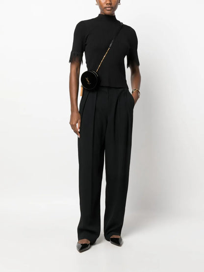 Box-Pleat Wide-Leg Trousers