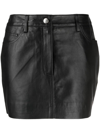 Leather Straight Miniskirt