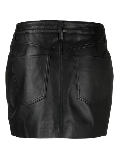 Leather Straight Miniskirt