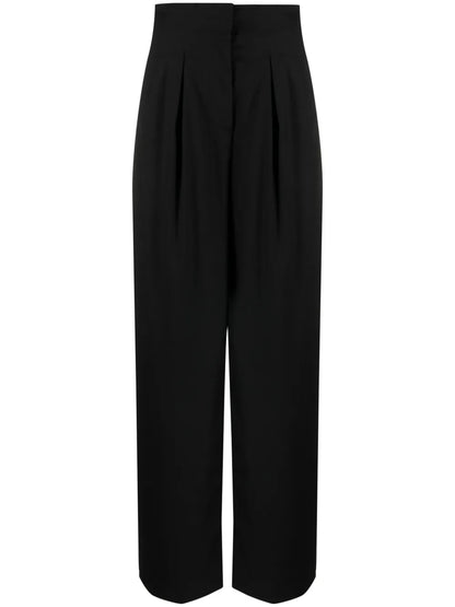High-Waisted Pleated Wide-Leg Trousers