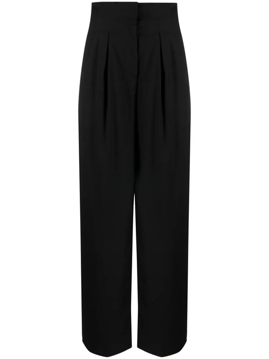 High-Waisted Pleated Wide-Leg Trousers