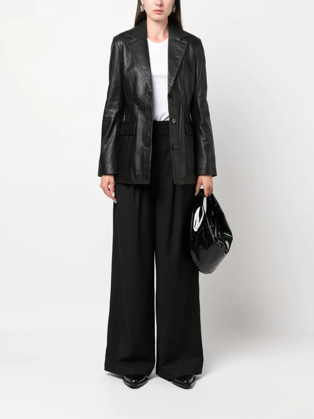 High-Waisted Pleated Wide-Leg Trousers