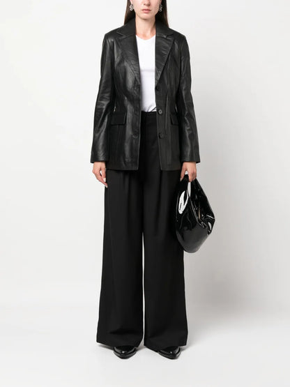 High-Waisted Pleated Wide-Leg Trousers