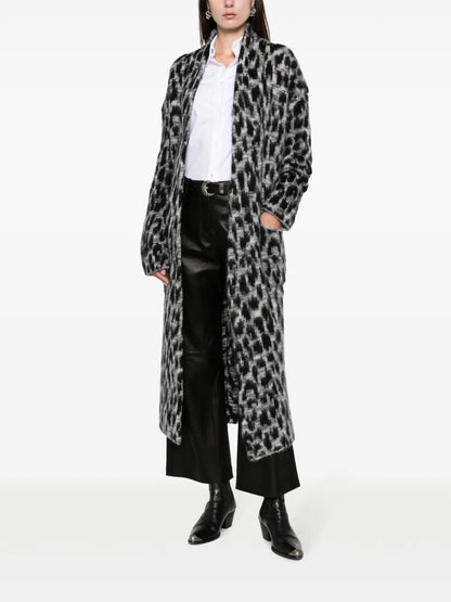 Leopard-Print Cardigan Coat