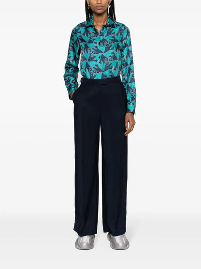 Fish-Pattern Silk Shirt
