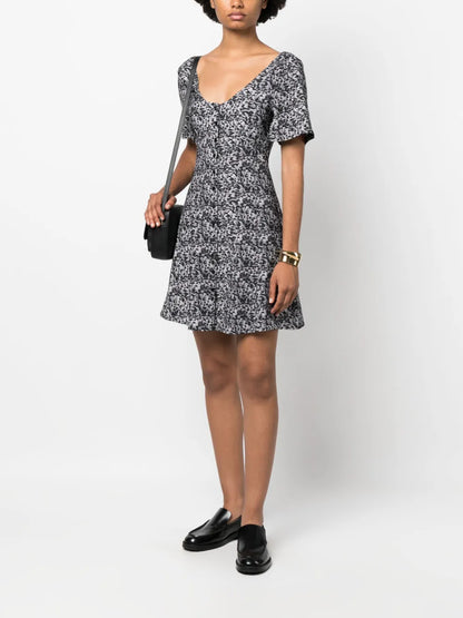 Abstract-Print Buttoned-Up Minidress