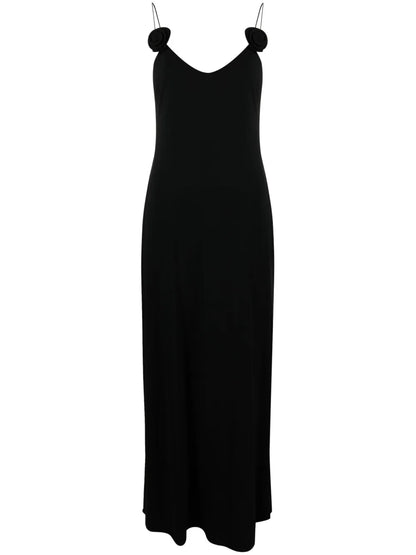 Floral-Appliqué Maxi Dress