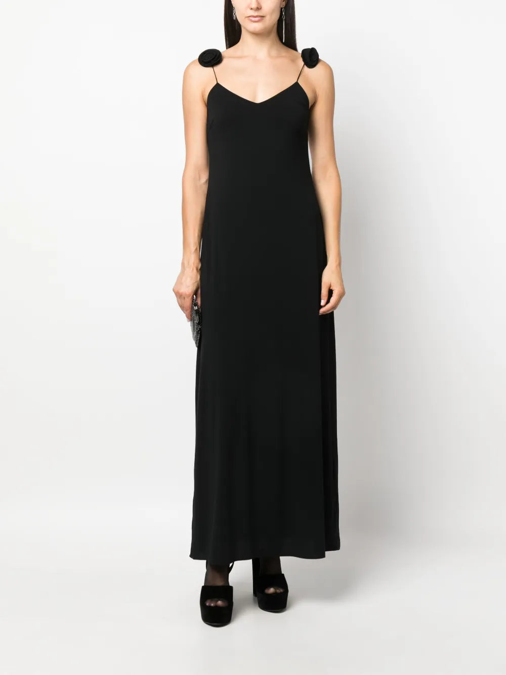 Floral-Appliqué Maxi Dress