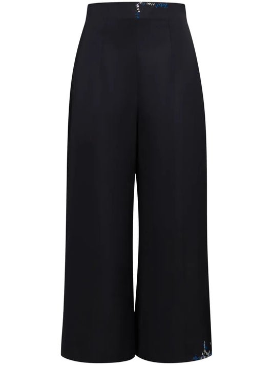 Decorative-Stitching Cropped Trousers