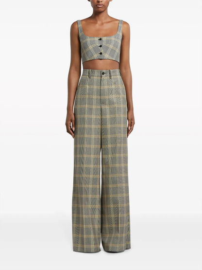 Check-Pattern Palazzo Pants