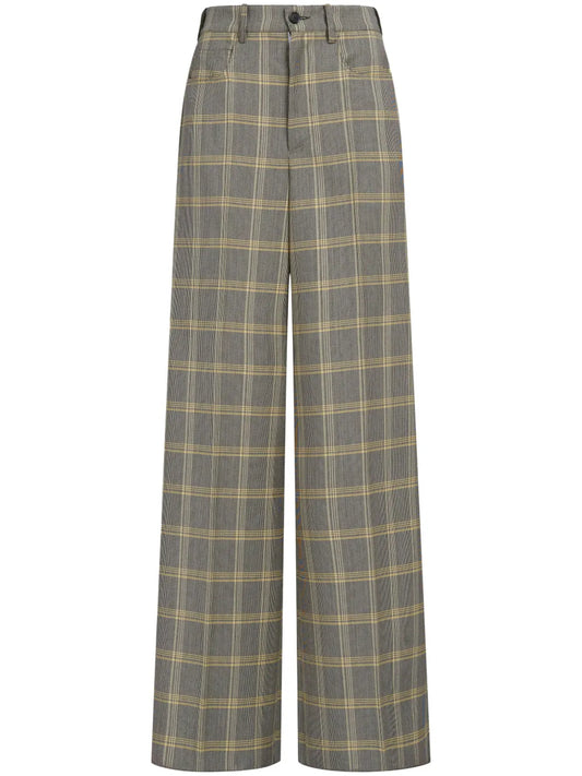 Check-Pattern Palazzo Pants