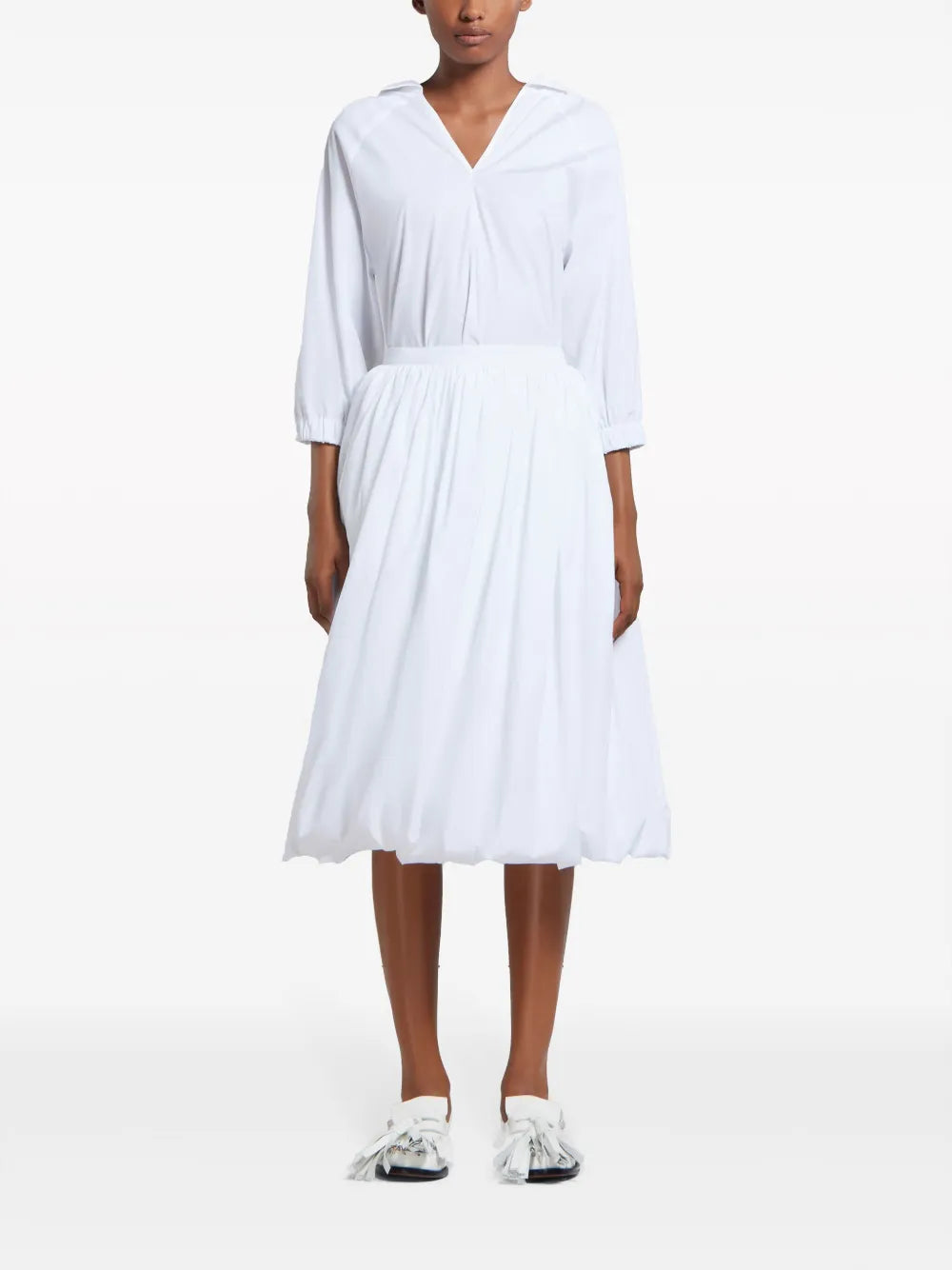 Puffball-Hem Midi Skirt