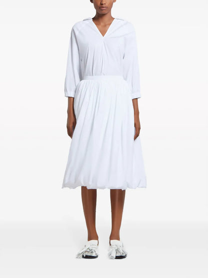 Puffball-Hem Midi Skirt