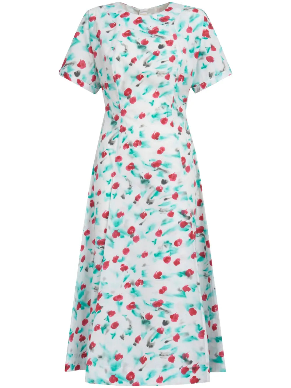Painterly-Print Cotton Midi Dress